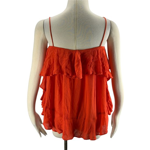 Free People NWT Orange Top XS Rayon Cold Shoulder Fire ob637353 - Picture 4 of 5